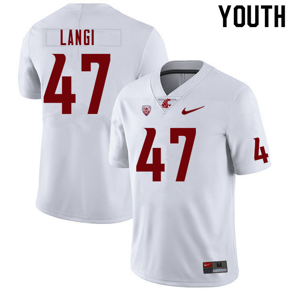 Youth #47 Lolani Langi Washington State Cougars College Football Jerseys Sale-White